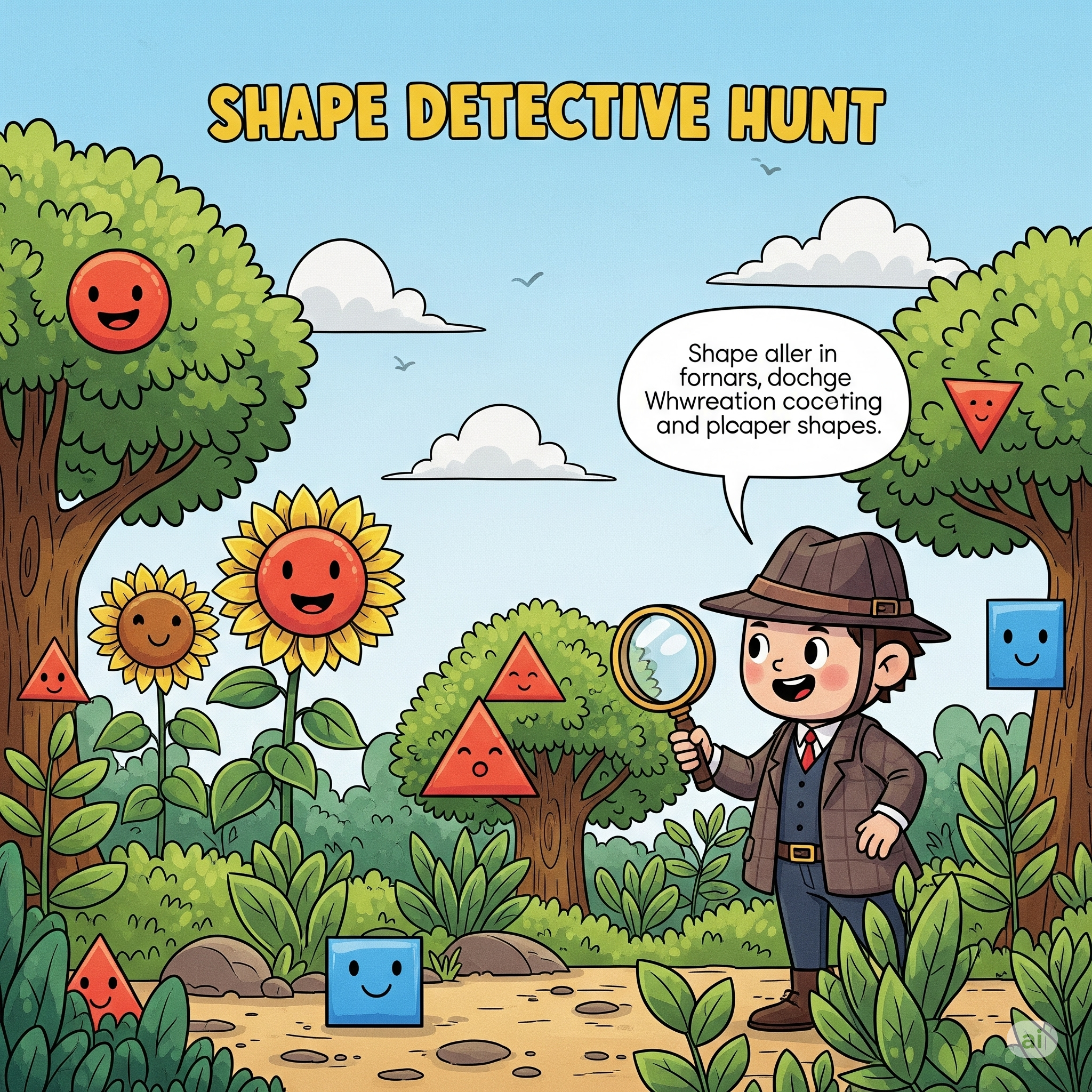 Shape detective hunt activity for kindergarten geometry